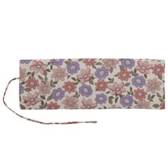 Flowers Petals Plants Floral Print Pattern Design Roll Up Canvas Pencil Holder (m) by Ravend