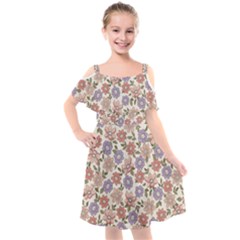 Flowers Petals Plants Floral Print Pattern Design Kids  Cut Out Shoulders Chiffon Dress by Ravend