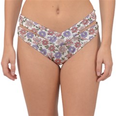 Flowers Petals Plants Floral Print Pattern Design Double Strap Halter Bikini Bottoms by Ravend