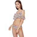 Flowers Petals Plants Floral Print Pattern Design Ruffle Edge Tie Up Bikini Set	 View2