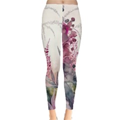 Ai Generated Flowers Watercolour Nature Plant Leggings  by Ravend