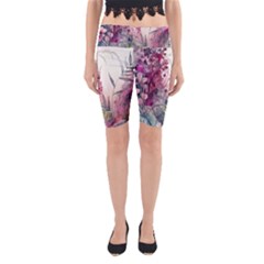 Ai Generated Flowers Watercolour Nature Plant Yoga Cropped Leggings by Ravend