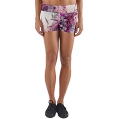 Ai Generated Flowers Watercolour Nature Plant Yoga Shorts by Ravend