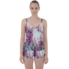 Ai Generated Flowers Watercolour Nature Plant Tie Front Two Piece Tankini by Ravend