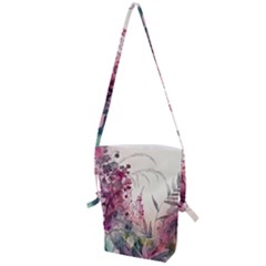 Ai Generated Flowers Watercolour Nature Plant Folding Shoulder Bag by Ravend