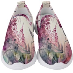 Ai Generated Flowers Watercolour Nature Plant Kids  Slip On Sneakers by Ravend