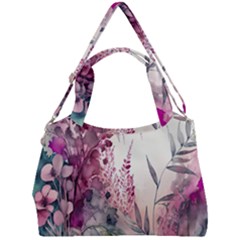 Ai Generated Flowers Watercolour Nature Plant Double Compartment Shoulder Bag by Ravend