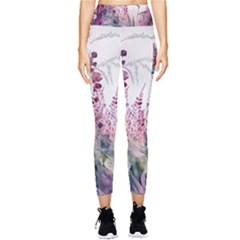 Ai Generated Flowers Watercolour Nature Plant Pocket Leggings  by Ravend