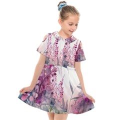 Ai Generated Flowers Watercolour Nature Plant Kids  Short Sleeve Shirt Dress by Ravend