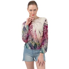 Ai Generated Flowers Watercolour Nature Plant Banded Bottom Chiffon Top by Ravend