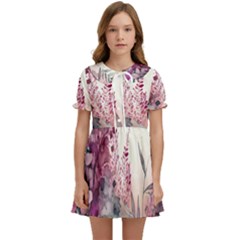 Ai Generated Flowers Watercolour Nature Plant Kids  Sweet Collar Dress by Ravend