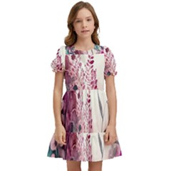 Ai Generated Flowers Watercolour Nature Plant Kids  Puff Sleeved Dress by Ravend