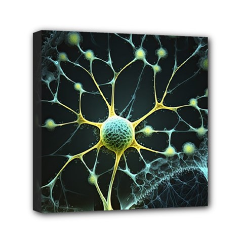 Ai Generated Neuron Network Connection Mini Canvas 6  X 6  (stretched) by Ravend