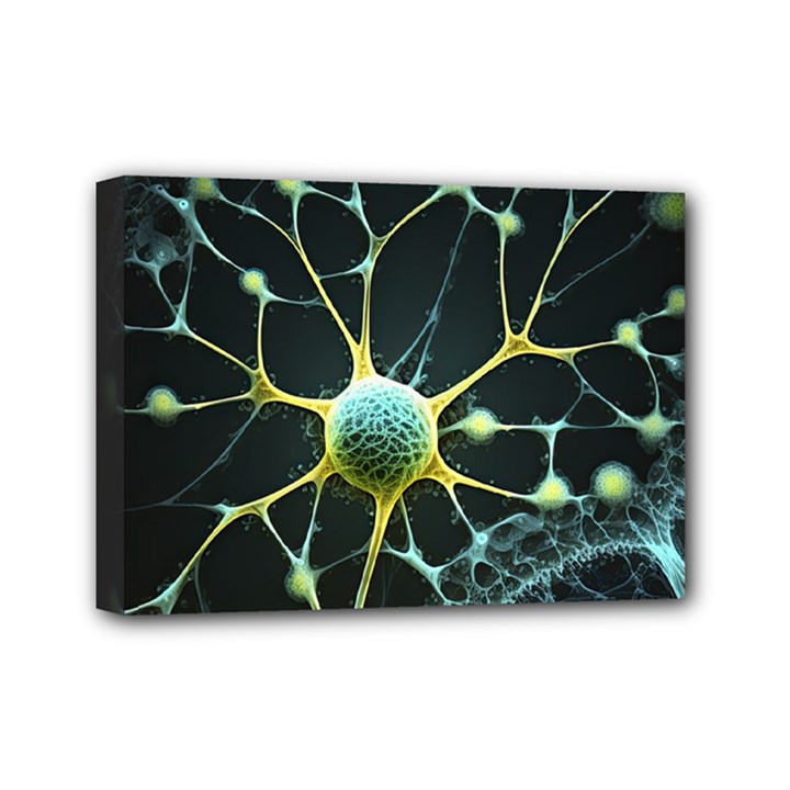 Ai Generated Neuron Network Connection Mini Canvas 7  x 5  (Stretched)