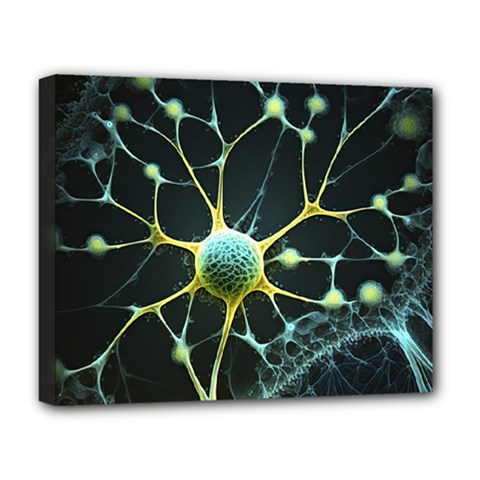 Ai Generated Neuron Network Connection Deluxe Canvas 20  X 16  (stretched) by Ravend