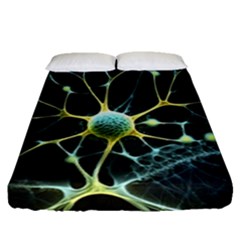 Ai Generated Neuron Network Connection Fitted Sheet (queen Size) by Ravend