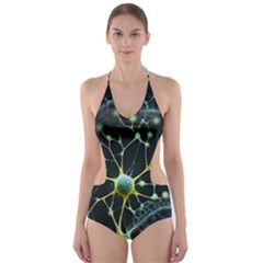 Ai Generated Neuron Network Connection Cut-out One Piece Swimsuit by Ravend