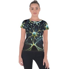 Ai Generated Neuron Network Connection Short Sleeve Sports Top  by Ravend