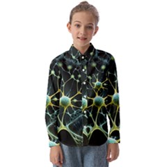 Ai Generated Neuron Network Connection Kids  Long Sleeve Shirt by Ravend