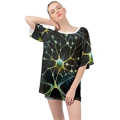 Ai Generated Neuron Network Connection Oversized Chiffon Top by Ravend