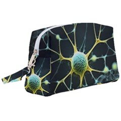 Ai Generated Neuron Network Connection Wristlet Pouch Bag (large) by Ravend