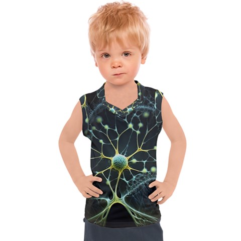 Ai Generated Neuron Network Connection Kids  Sport Tank Top by Ravend