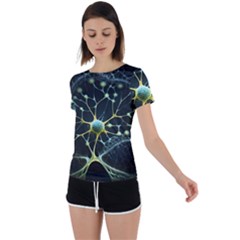 Ai Generated Neuron Network Connection Back Circle Cutout Sports Tee by Ravend