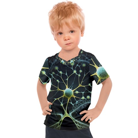 Ai Generated Neuron Network Connection Kids  Sports Tee by Ravend