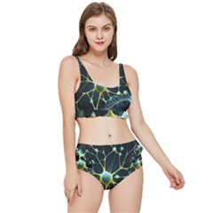 Ai Generated Neuron Network Connection Frilly Bikini Set by Ravend