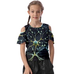 Ai Generated Neuron Network Connection Kids  Butterfly Cutout Tee by Ravend