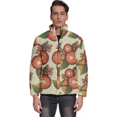 Flowers Leaves Pattern Flora Botany Drawing Art Men s Puffer Bubble Jacket Coat by Ravend