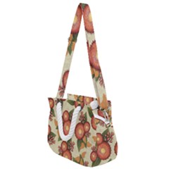 Flowers Leaves Pattern Flora Botany Drawing Art Rope Handles Shoulder Strap Bag by Ravend