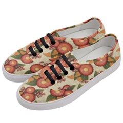 Flowers Leaves Pattern Flora Botany Drawing Art Women s Classic Low Top Sneakers by Ravend