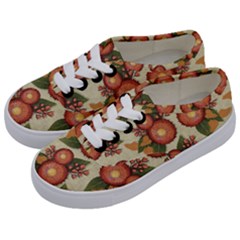 Flowers Leaves Pattern Flora Botany Drawing Art Kids  Classic Low Top Sneakers by Ravend