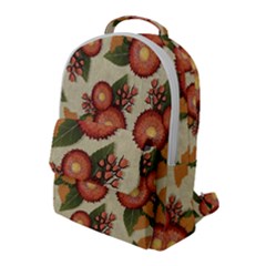 Flowers Leaves Pattern Flora Botany Drawing Art Flap Pocket Backpack (large) by Ravend