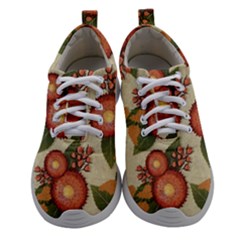 Flowers Leaves Pattern Flora Botany Drawing Art Women Athletic Shoes by Ravend