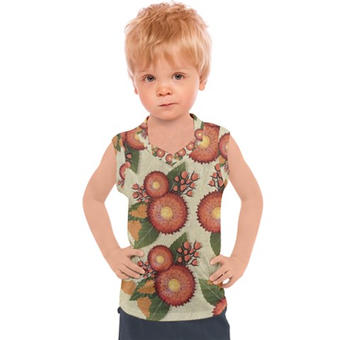 Flowers Leaves Pattern Flora Botany Drawing Art Kids  Sport Tank Top by Ravend