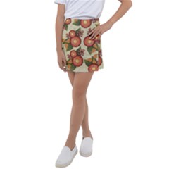 Flowers Leaves Pattern Flora Botany Drawing Art Kids  Tennis Skirt by Ravend