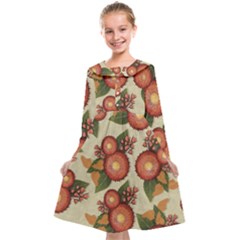 Flowers Leaves Pattern Flora Botany Drawing Art Kids  Midi Sailor Dress by Ravend