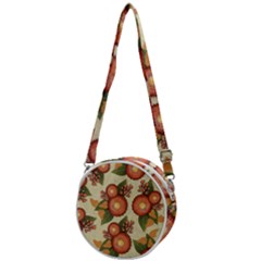 Flowers Leaves Pattern Flora Botany Drawing Art Crossbody Circle Bag by Ravend