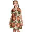 Flowers Leaves Pattern Flora Botany Drawing Art Kids  Short Sleeve Tiered Mini Dress View2