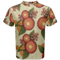 Flowers Leaves Pattern Flora Botany Drawing Art Men s Cotton Tee by Ravend