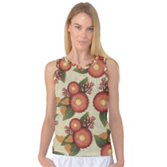 Flowers Leaves Pattern Flora Botany Drawing Art Women s Basketball Tank Top by Ravend