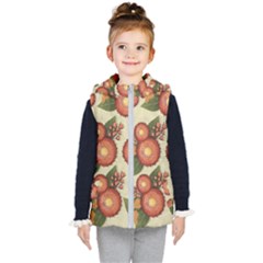 Flowers Leaves Pattern Flora Botany Drawing Art Kids  Hooded Puffer Vest