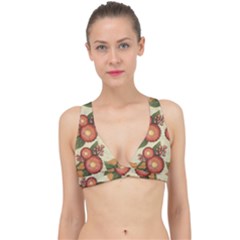 Flowers Leaves Pattern Flora Botany Drawing Art Classic Banded Bikini Top by Ravend