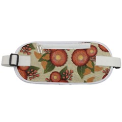 Flowers Leaves Pattern Flora Botany Drawing Art Rounded Waist Pouch by Ravend