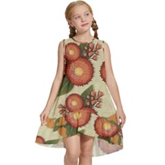 Flowers Leaves Pattern Flora Botany Drawing Art Kids  Frill Swing Dress by Ravend