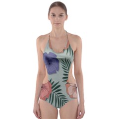 Flowers Petals Pattern Drawing Design Background Cut-out One Piece Swimsuit by Ravend