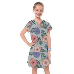 Flowers Petals Pattern Drawing Design Background Kids  Drop Waist Dress by Ravend