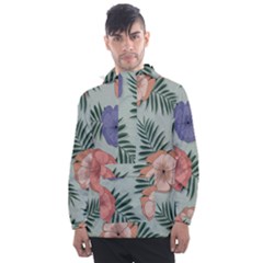 Flowers Petals Pattern Drawing Design Background Men s Front Pocket Pullover Windbreaker by Ravend